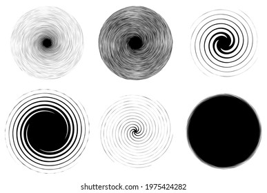 Swirl, twirl, spiral shape, element. Motif with rotation, torsion effect