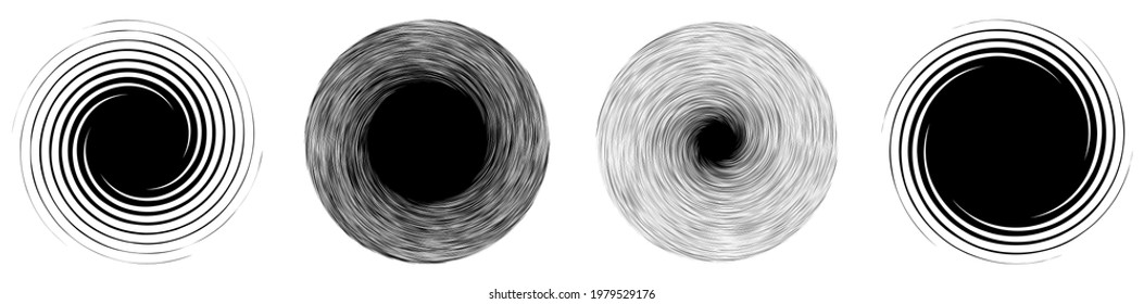 Swirl, twirl, spiral shape, element. Motif with rotation, torsion effect