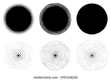 Swirl, twirl, spiral shape, element. Motif with rotation, torsion effect