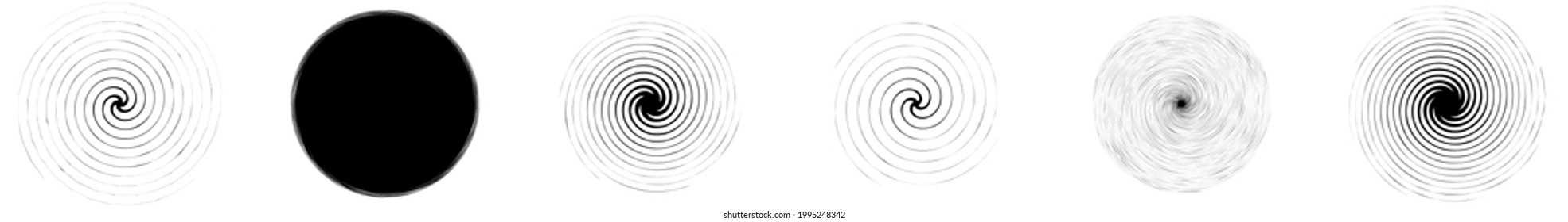 Swirl, twirl, spiral shape, element. Motif with rotation, torsion effect