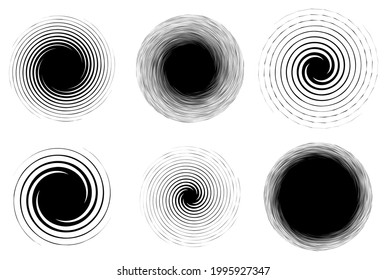 Swirl, twirl, spiral shape, element. Motif with rotation, torsion effect