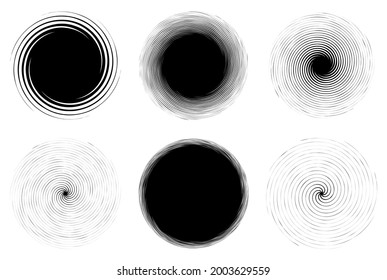 Swirl, twirl, spiral shape, element. Motif with rotation, torsion effect