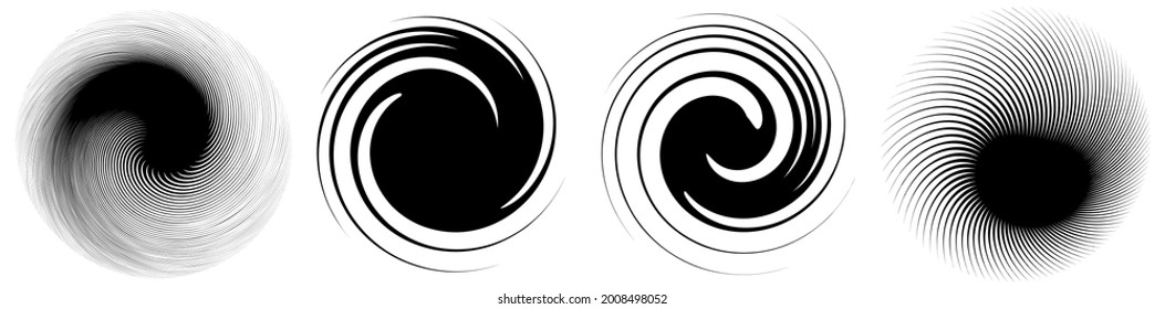 Swirl, twirl, spiral shape, element. Motif with rotation, torsion effect