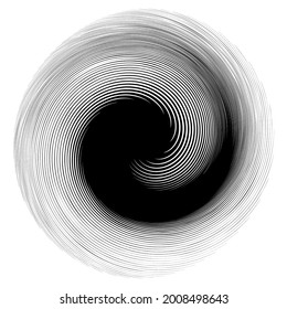 Swirl, twirl, spiral shape, element. Motif with rotation, torsion effect