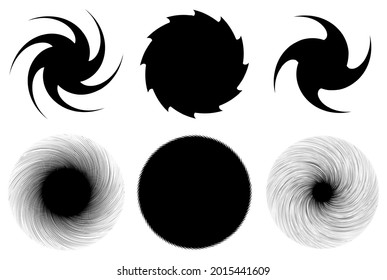 Swirl, twirl, spiral shape, element. Motif with rotation, torsion effect