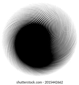 Swirl, twirl, spiral shape, element. Motif with rotation, torsion effect