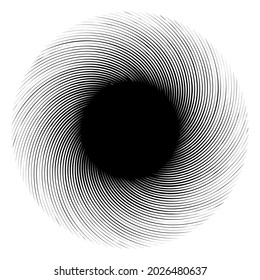 Swirl, twirl, spiral shape, element. Motif with rotation, torsion effect