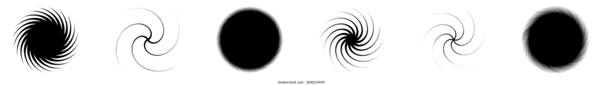 Swirl, twirl, spiral shape, element. Motif with rotation, torsion effect