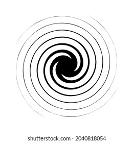 Swirl, twirl, spiral shape, element. Motif with rotation, torsion effect
