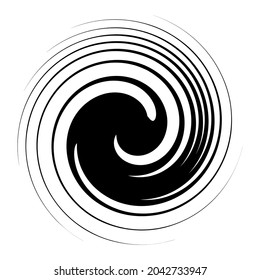 Swirl, twirl, spiral shape, element. Motif with rotation, torsion effect