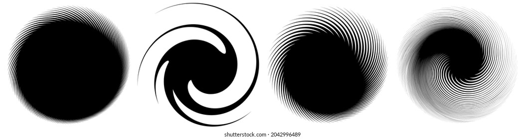 Swirl, twirl, spiral shape, element. Motif with rotation, torsion effect