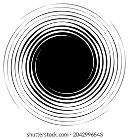 Swirl, twirl, spiral shape, element. Motif with rotation, torsion effect