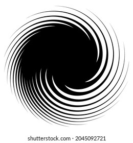 Swirl, twirl, spiral shape, element. Motif with rotation, torsion effect