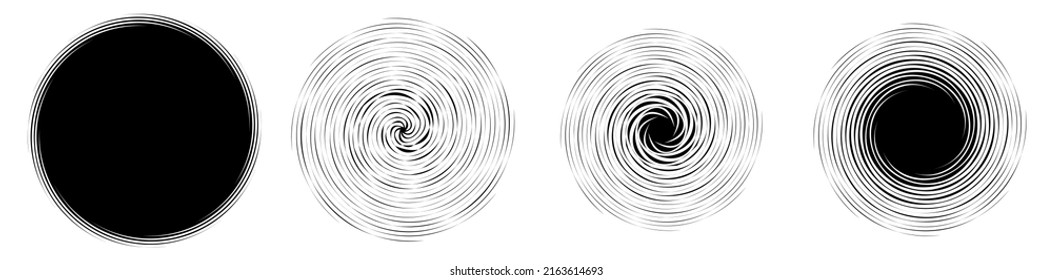 Swirl, twirl, spiral shape, element. Motif with rotation, torsion effect