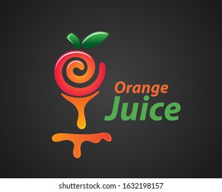 Swirl twist orange fruit drop extract sari logo design inspiration