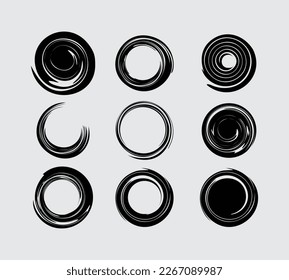 Swirl twisted rounded circle spiral black twirl hypnotic sircular shape vector clip art element