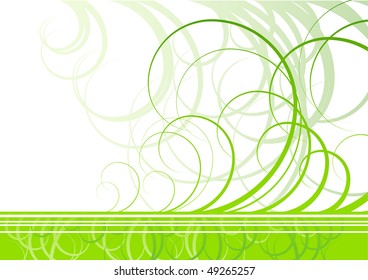 Swirl vector background in green color