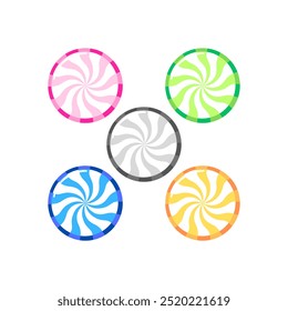 Swirl vector of four different colors with dark color boundry