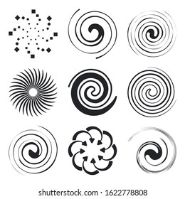 Swirl vector icons set isolated on a white background.
