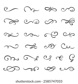 Swirl vector set. Decoration stroke. Calligraphy classic swirl set.