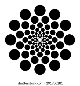 Swirl vector, spiral circles design, black and white art, logo design