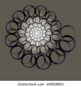 Swirl, vortex background. Rotating spiral. Pattern of a whirling of hearts. Icon, rings, gradient, invitation, postcard.