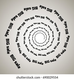 Swirl, vortex background. Rotating spiral. Word, text, sale, business, commerce, discounts.