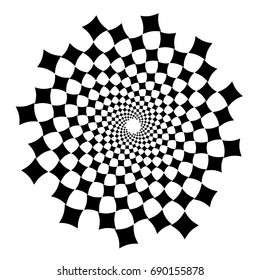 Swirl, vortex background. Rotating spiral. Square, diamond, technical, geometry, geometric.