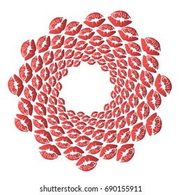 Swirl, vortex background. Rotating spiral. Lips, woman, gift, cosmetics, holiday, lipstick, symbol.