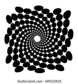 Swirl, vortex background. Rotating spiral. Circle, oval, point, ellipse, technical, geometry, geometric.