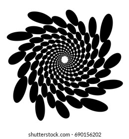 Swirl, vortex background. Rotating spiral. Circle, oval, point, ellipse, technical, geometry, geometric.
