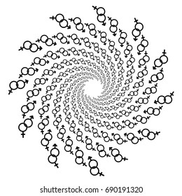 Swirl, vortex background. Rotating spiral. Symbol, man, woman