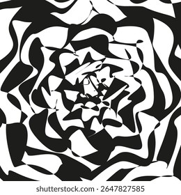 Vetor de vórtice de espiral. Padrão preto abstrato. Forma de espiral rotativa. Textura dinâmica arrojada.