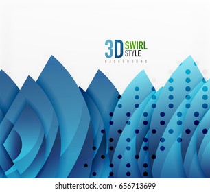 Redemoinho e onda 3d objetos de efeito, modelo abstrato vetor design. Ondas sobrepostas no plano de fundo branco