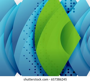 Swirl and wave 3d effect objects, abstract template vector design. Overlapping waves on white background