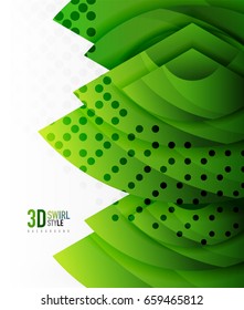Swirl and wave 3d effect objects, abstract template vector design. Overlapping waves on white background