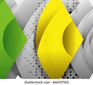 Swirl and wave 3d effect objects, abstract template vector design. Overlapping waves on white background