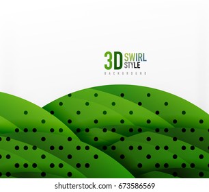 Redemoinho e onda 3d objetos de efeito, modelo abstrato vetor design. Ondas sobrepostas no plano de fundo branco