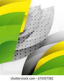 Swirl and wave 3d effect objects, abstract template vector design. Overlapping waves on white background