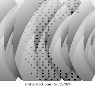 Swirl and wave 3d effect objects, abstract template vector design. Overlapping waves on white background