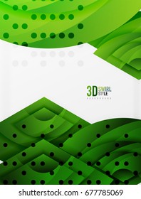 Swirl and wave 3d effect objects, abstract template vector design. Overlapping waves on white background
