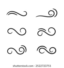 Swirl wave ornament stroke isolated vector illustration on white background.