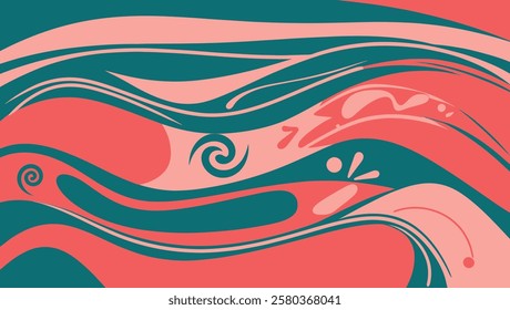 Swirl and Wave Pattern – Trendy Abstract Colorful Vector Graphic