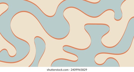 Swirl wavy background retro trendy vector design illustration in tosca, beige, brown pastel colors