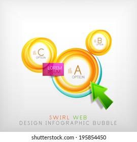 Swirl web design infographic bubble - flat concept. Can be used as web design templates, business illustrations, promotional banners, price tables