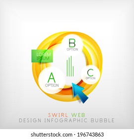 Burbuja infográfica de diseño web de Swirl - concepto plano. Se puede utilizar como plantillas de diseño web, ilustraciones de negocios, banners promocionales, tablas de precios