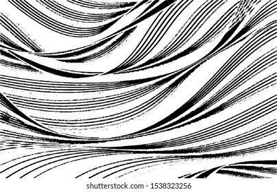Swirled and curled lines, stripes and brush strokes texture. Marble or acrylic atrwork imitation. Cool and swirly background. Abstract vector illustration. Black isolated on white. EPS10 