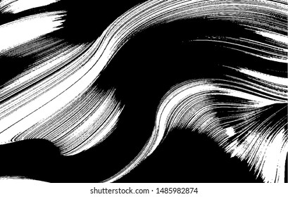 Swirled and curled stripes and brush strokes texture. Marble or acrylic atrwork imitation. Cool and swirly background. Abstract vector illustration. Black isolated on white. EPS10 