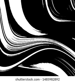 Swirled and curled stripes and brush strokes texture. Marble or acrylic atrwork imitation. Cool and swirly background. Abstract vector illustration. Black isolated on white. EPS10 