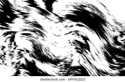 Swirled and curled stripes and brush strokes texture. Marble or acrylic atrwork imitation. Cool and swirly background. Abstract vector illustration. Black isolated on white. EPS10 